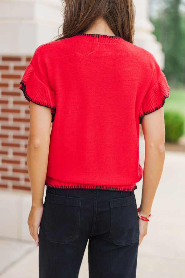 Fourth Quarter Feels Red Sleeveless Sweater