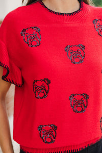 Fourth Quarter Feels Red Sleeveless Sweater