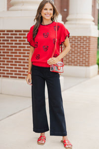 Fourth Quarter Feels Red Sleeveless Sweater