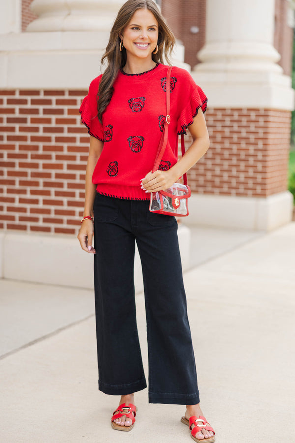 Fourth Quarter Feels Red Sleeveless Sweater