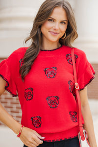 Fourth Quarter Feels Red Sleeveless Sweater