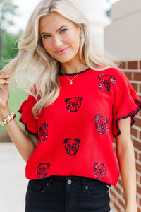 Fourth Quarter Feels Red Sleeveless Sweater