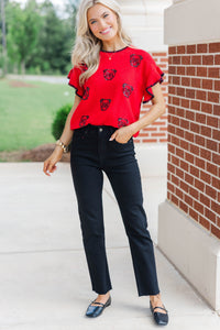 Fourth Quarter Feels Red Sleeveless Sweater