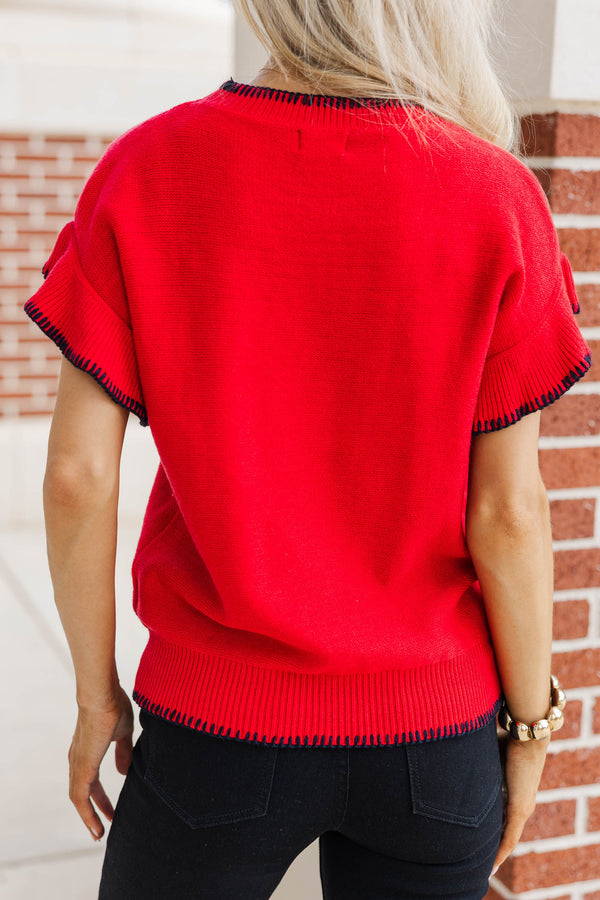 Fourth Quarter Feels Red Sleeveless Sweater
