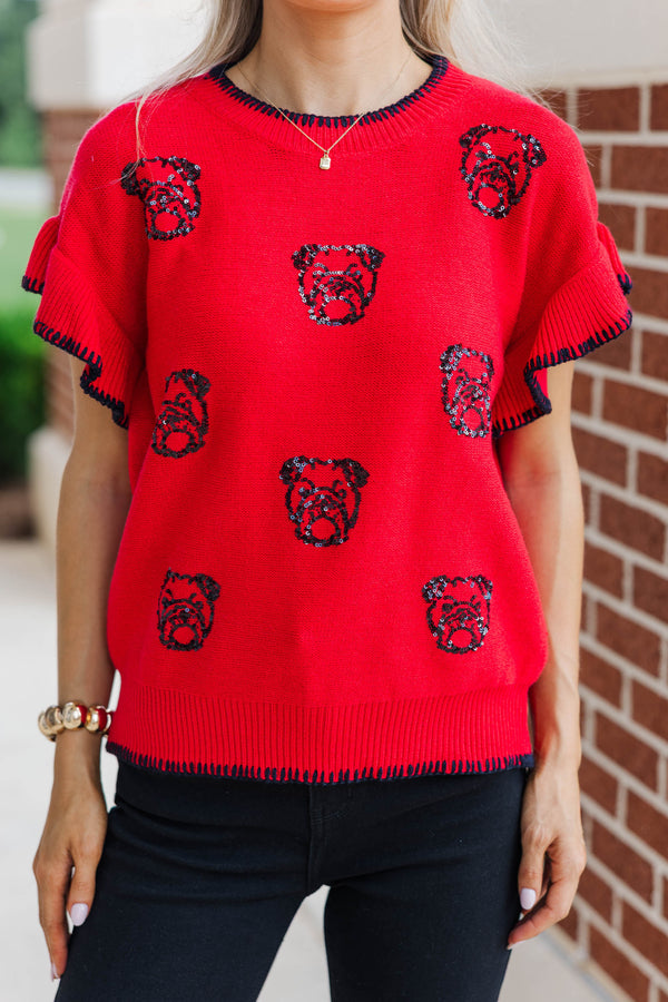 Fourth Quarter Feels Red Sleeveless Sweater