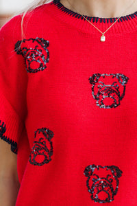 Fourth Quarter Feels Red Sleeveless Sweater