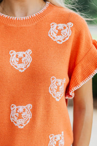 Fourth Quarter Feels Orange Sleeveless Sweater