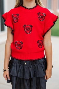 Girls: Fourth Quarter Feels Red Sleeveless Sweater