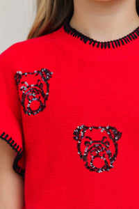 Girls: Fourth Quarter Feels Red Sleeveless Sweater