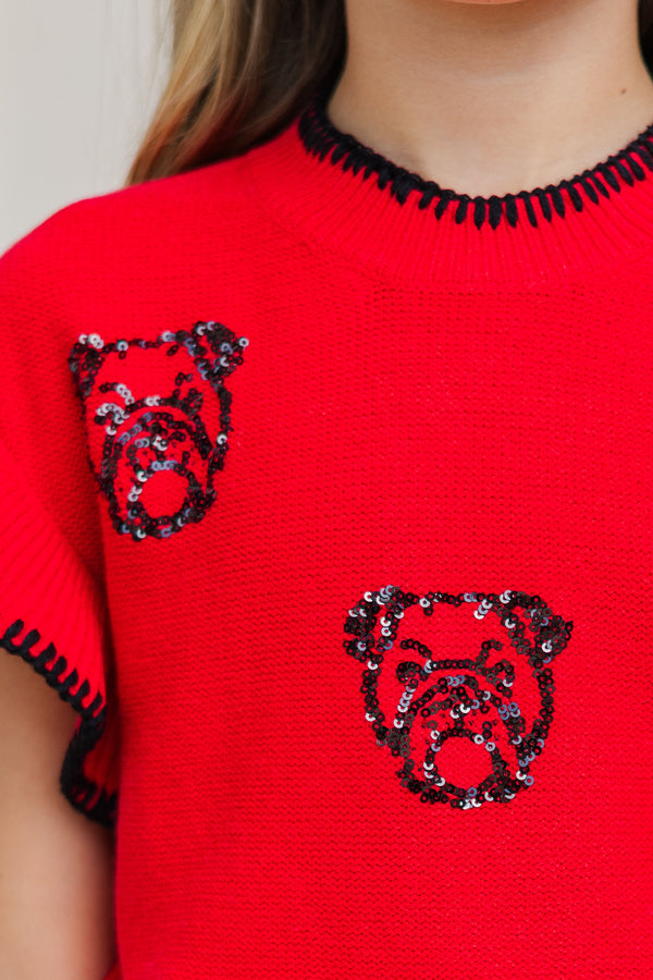 Girls: Fourth Quarter Feels Red Sleeveless Sweater