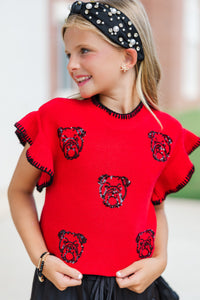 Girls: Fourth Quarter Feels Red Sleeveless Sweater