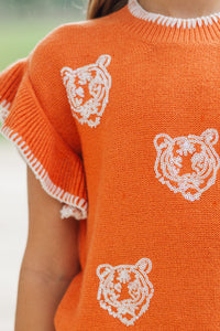 Girls: Fourth Quarter Feels Orange Sleeveless Sweater