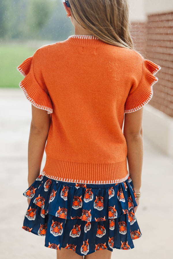Girls: Fourth Quarter Feels Orange Sleeveless Sweater