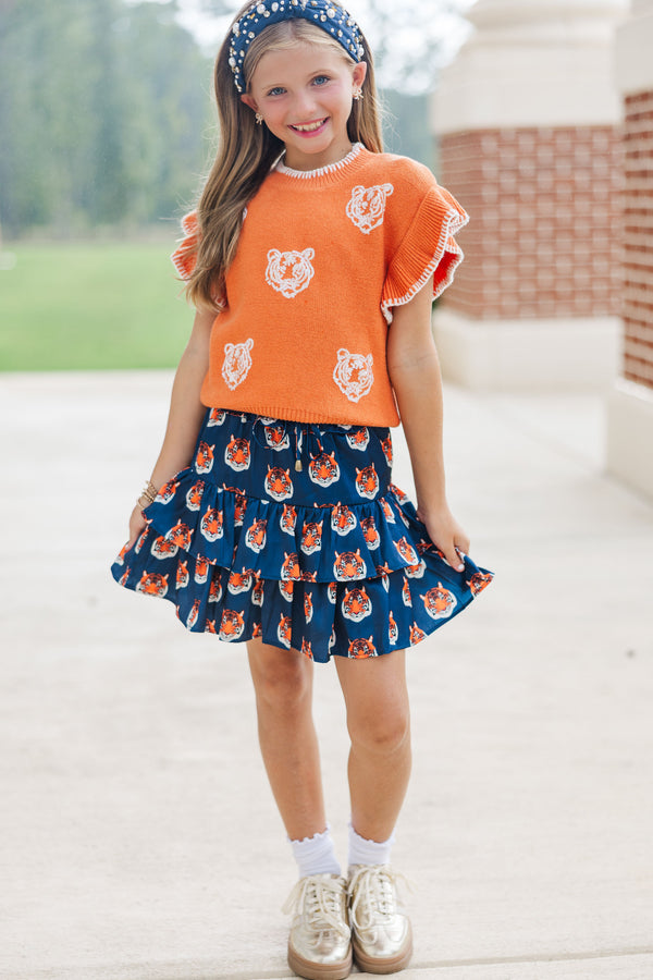 Girls: Fourth Quarter Feels Orange Sleeveless Sweater