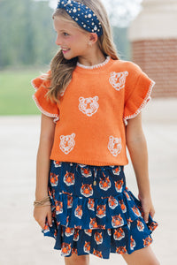 Girls: Fourth Quarter Feels Orange Sleeveless Sweater