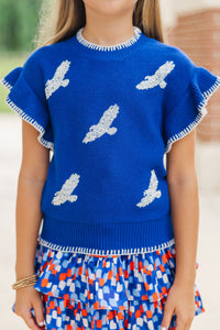 Girls: Fourth Quarter Feels Royal Blue Sleeveless Sweater
