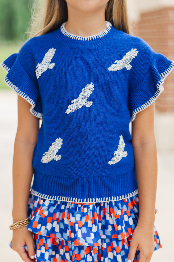 Girls: Fourth Quarter Feels Royal Blue Sleeveless Sweater