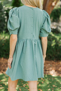 Oh So Thankful Babydoll Teal Textured Babydoll Dress