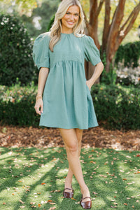 Oh So Thankful Babydoll Teal Textured Babydoll Dress