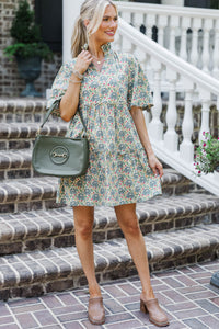 Feeling Your Best Sage Paisley Babydoll Dress