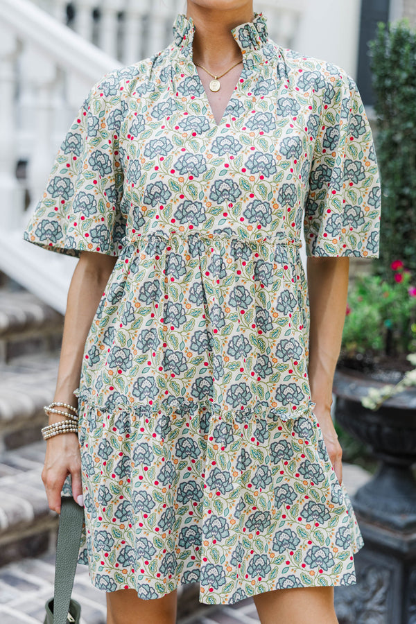 Feeling Your Best Sage Paisley Babydoll Dress