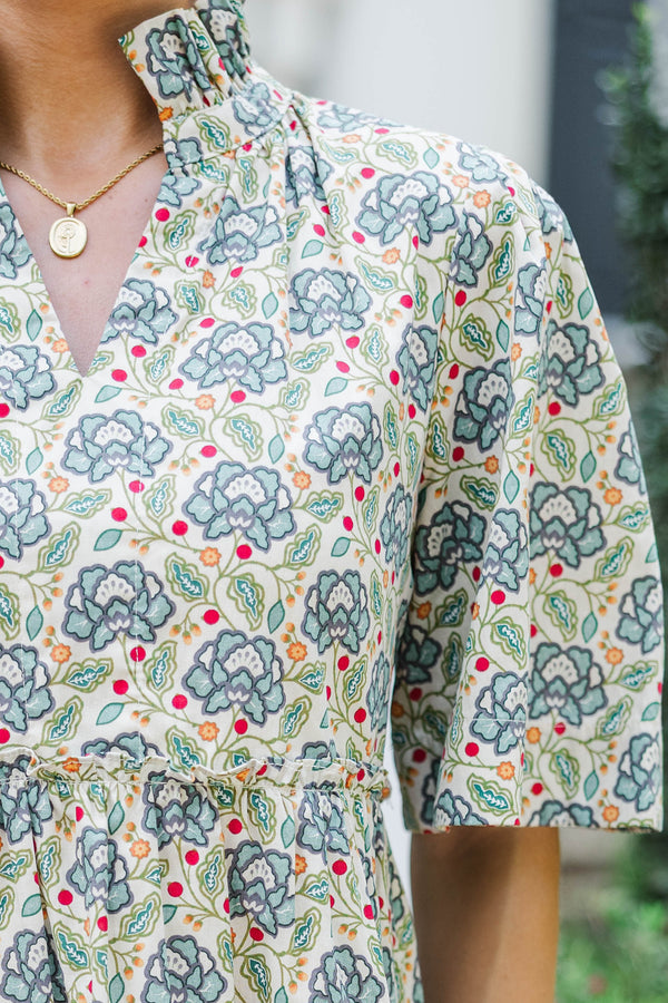 Feeling Your Best Sage Paisley Babydoll Dress