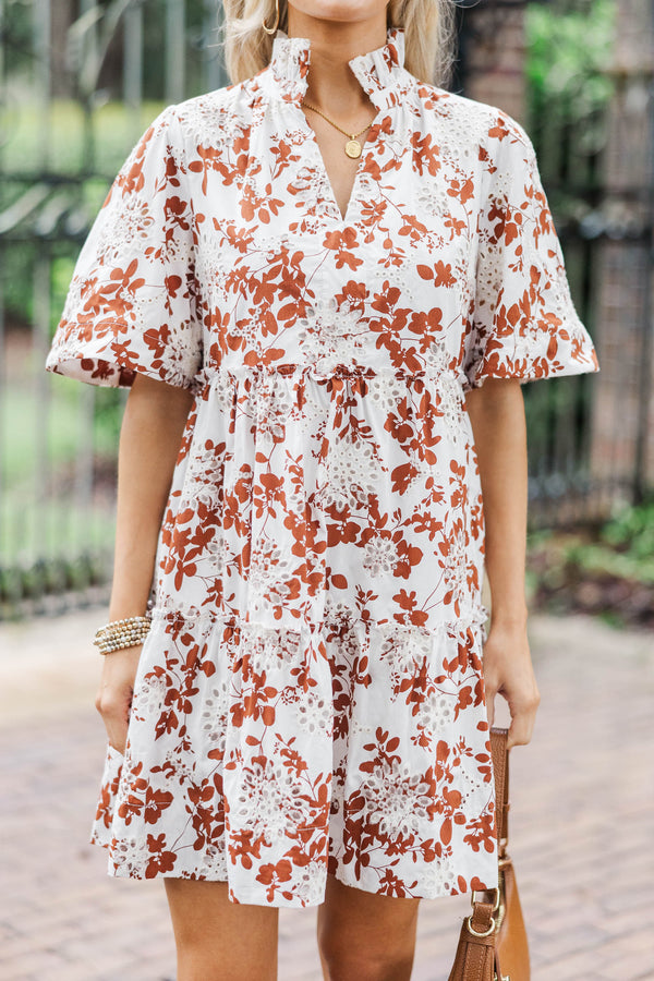 Feeling Your Best Rust Eyelet Dress