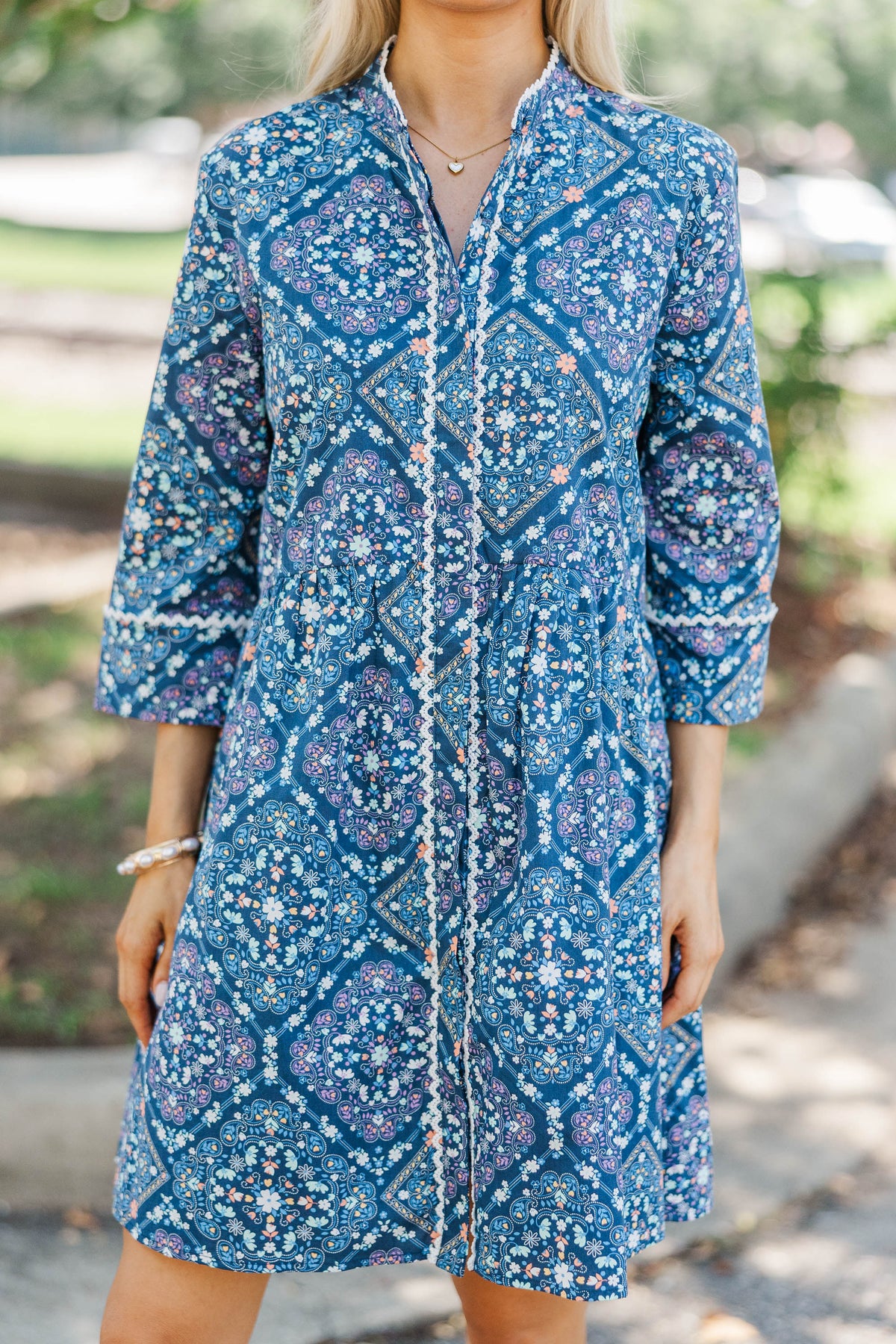 Always The One Navy Medallion Shift Dress – Shop the Mint