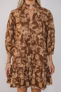 Free To Be Brown Floral Babydoll Dress