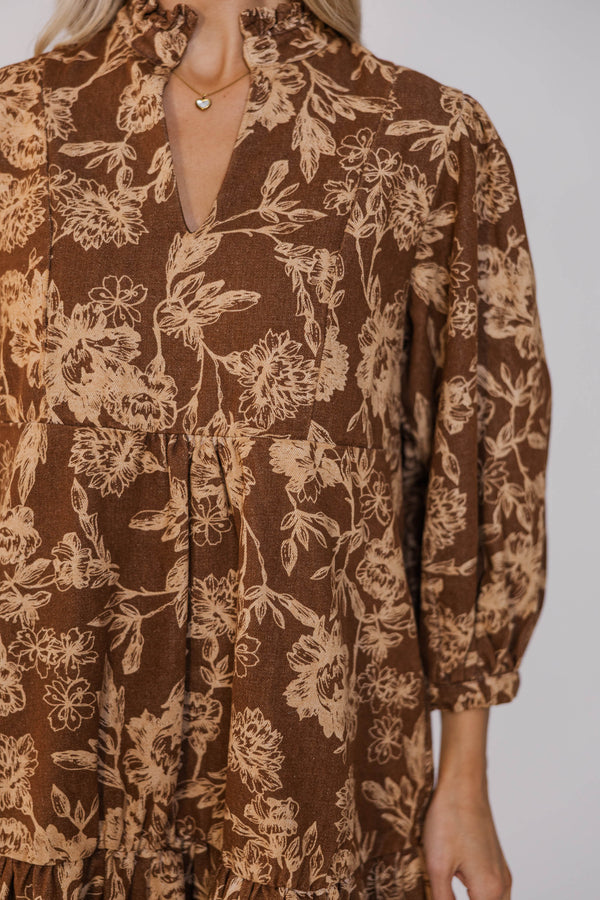 Free To Be Brown Floral Babydoll Dress