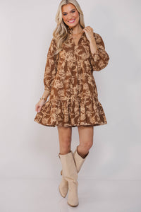 Free To Be Brown Floral Babydoll Dress