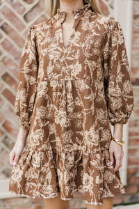 Free To Be Brown Floral Babydoll Dress