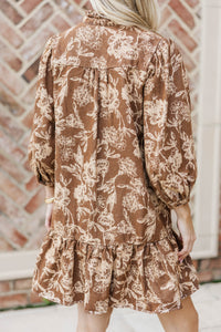Free To Be Brown Floral Babydoll Dress
