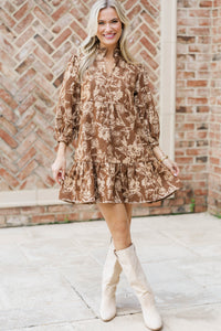 Free To Be Brown Floral Babydoll Dress