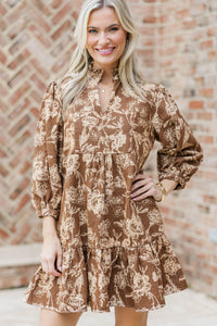 Free To Be Brown Floral Babydoll Dress