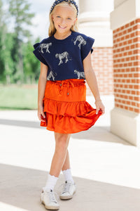 Girls: Huddle Up Navy Tiger Sweater