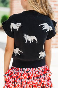 Girls: Huddle Up Black Bulldog Sweater