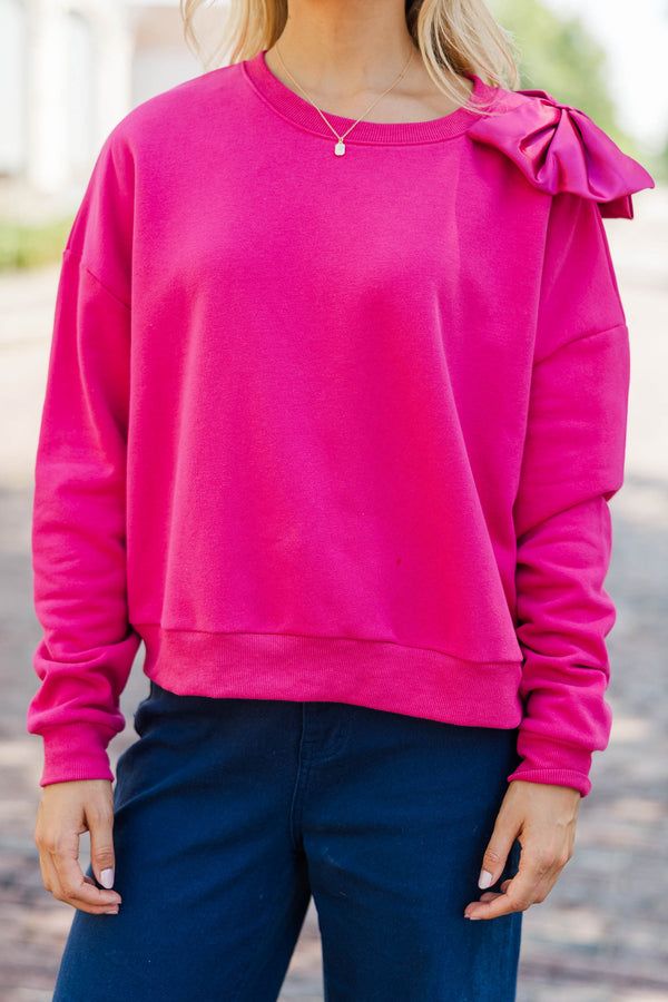 The Bright Side Fuchsia Bow Sweater