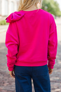 The Bright Side Fuchsia Bow Sweater