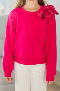 Girls: The Bright Side  Fuchsia Bow Sweater