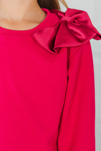 Girls: The Bright Side  Fuchsia Bow Sweater
