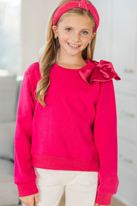 Girls: The Bright Side  Fuchsia Bow Sweater