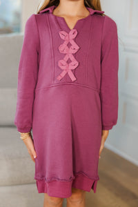 Girls: Always A Dream Plum Bow Detail Dress