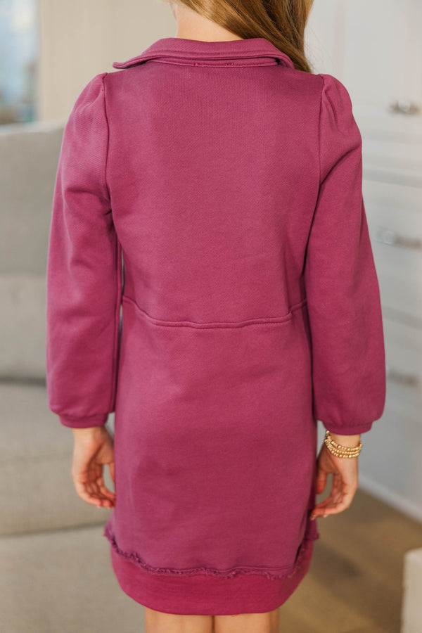 Girls: Always A Dream Plum Bow Detail Dress