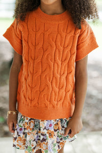 Girls: What You Need To Know Rust Orange Cable Knit Sweater