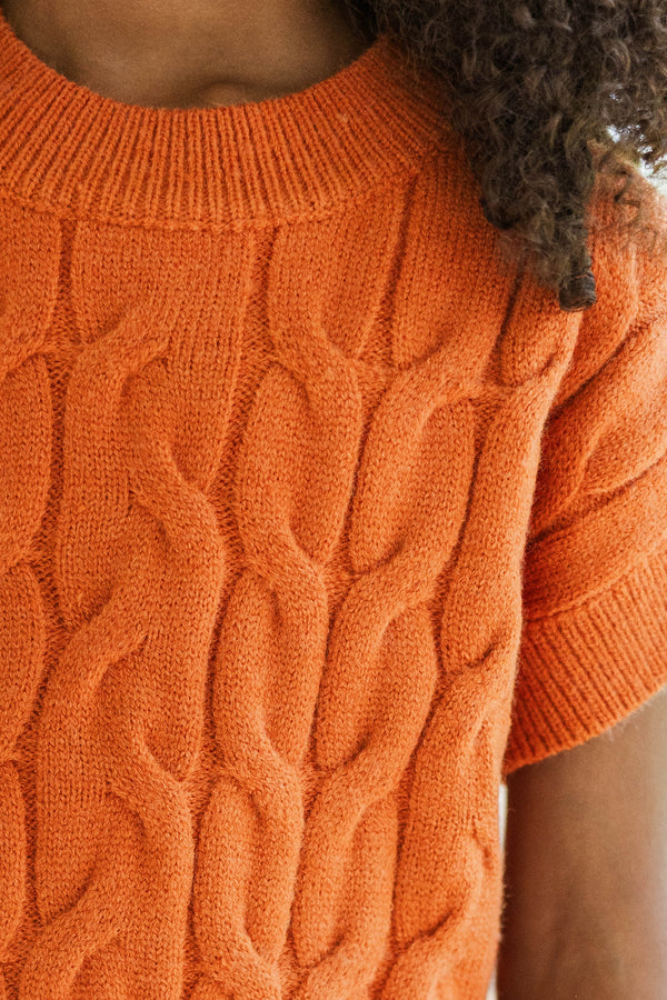Girls: What You Need To Know Rust Orange Cable Knit Sweater