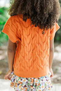 Girls: What You Need To Know Rust Orange Cable Knit Sweater