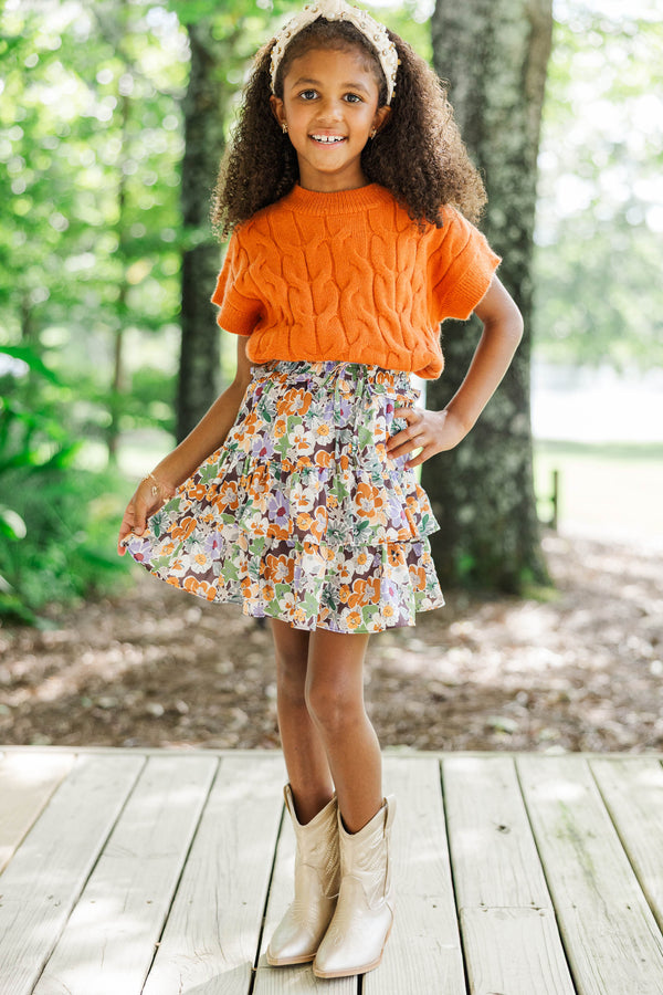 Girls: What You Need To Know Rust Orange Cable Knit Sweater