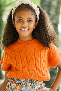Girls: What You Need To Know Rust Orange Cable Knit Sweater
