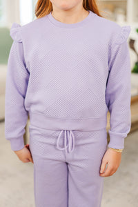 Girls: Out For A Walk Lavender Textured Ruffle Top